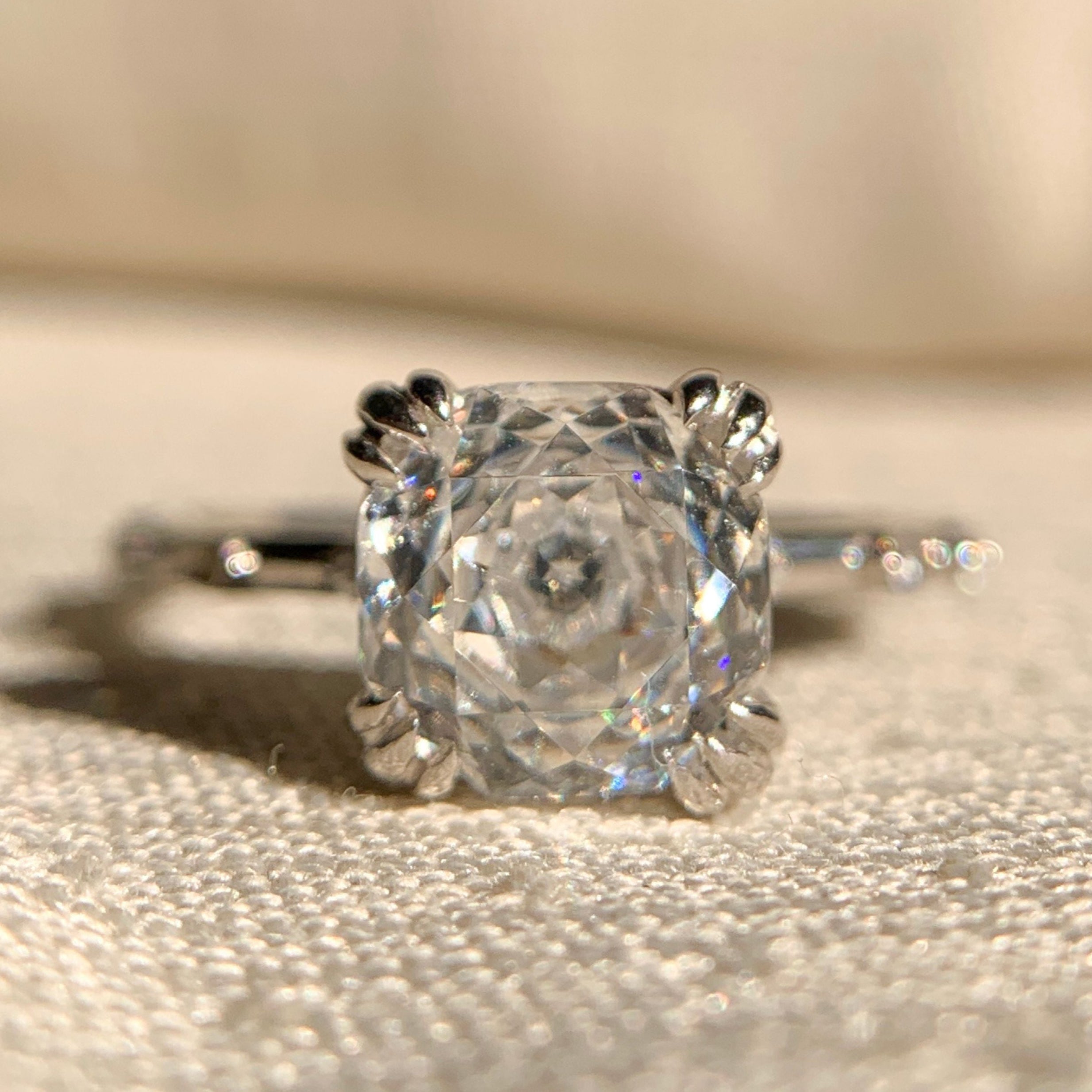 Old European Cut Diamond White Gold Engagement Ring